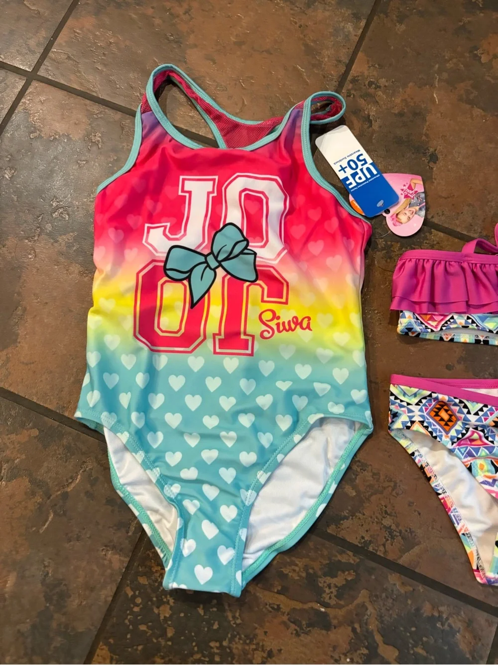 🌿Girls Rainbow Gradient One-Piece & Bikini Set - Multi